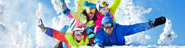 Skifahren Freunde Schnee Panorama