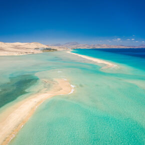 Spanien Fuerteventura Sotavento Strand von oben