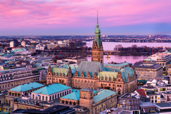 Deutschland Hamburg rathaus Sonnenaufgang