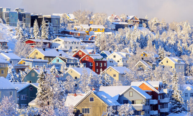 Norwegen Tromso Häuser Winter