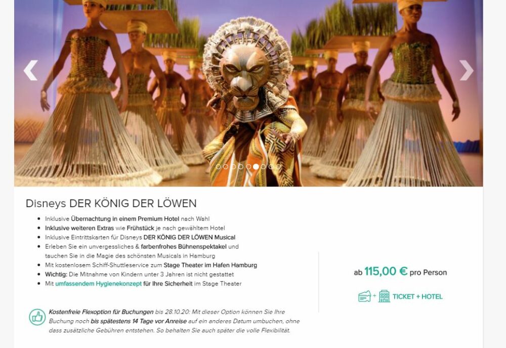 König Der Löwen Hamburg Inkl Flug Und Hotel 2020 www.urlaubstracker.de