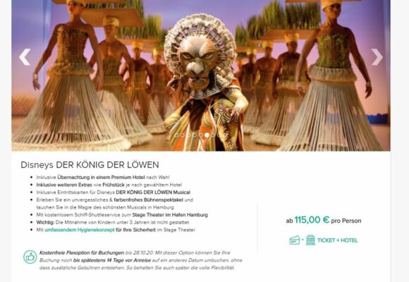 Disneys Der Konig Der Lowen Hamburg Ticket Inkl 4 Hotel Mit Fruhstuck Ab 115 Urlaubstracker De