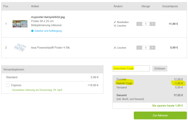 Myposter Gutschein einlösen