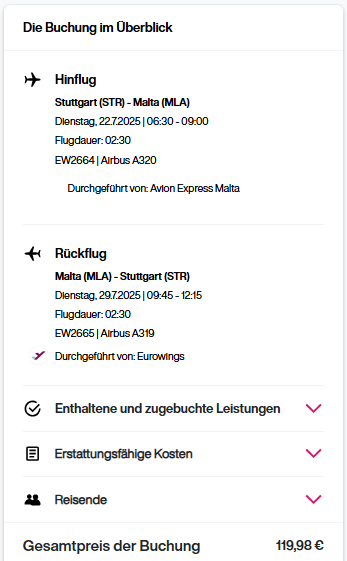 Malta Flug Angebot