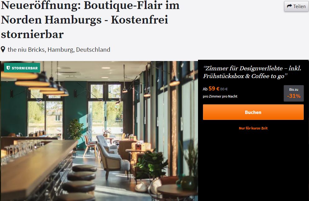 Neueröffnung 2 Tage Wochenendtrip nach Hamburg im Hotel inkl. Frühstück ab 30€ Urlaubstracker.de