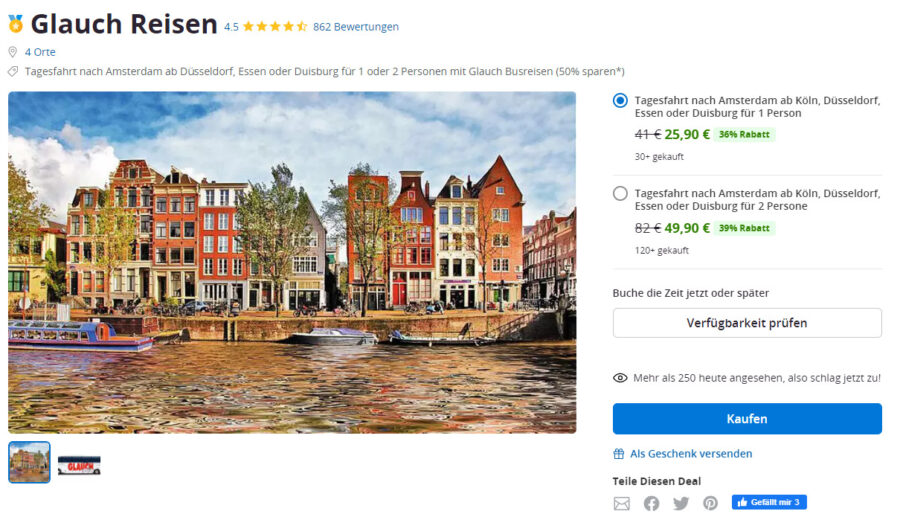 Tagestrip nach Amsterdam mit Hin & Rückfahrt ab 25,90