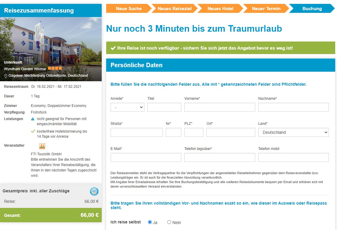Fti Meine Buchung Bezahlen