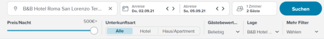 Trivago Suche anpassen