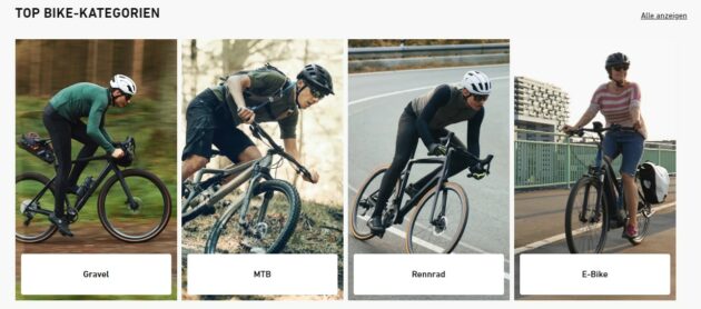 Rose Bikes Gutschein Kategorien