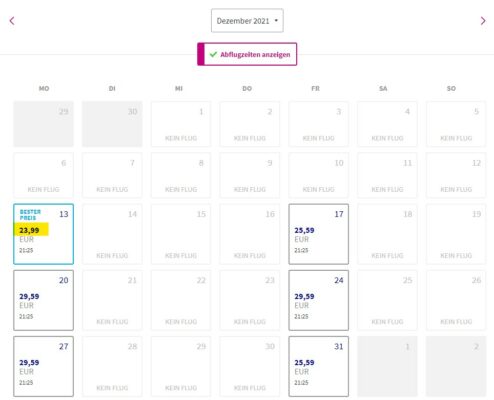 Wizz Air Flugkalender