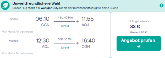8 Tage Jordanien Flug