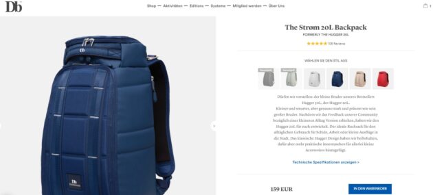 Screenshot: db Rucksack