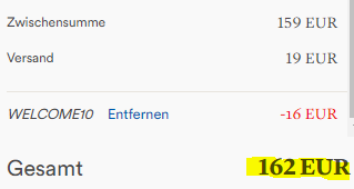 Screenshot: db Rucksack Warenkorb