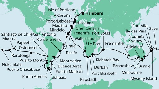 Weltreise Route