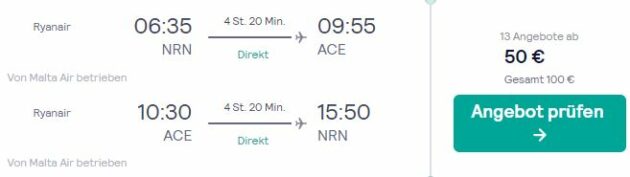 8 Tage Lanzarote Flug