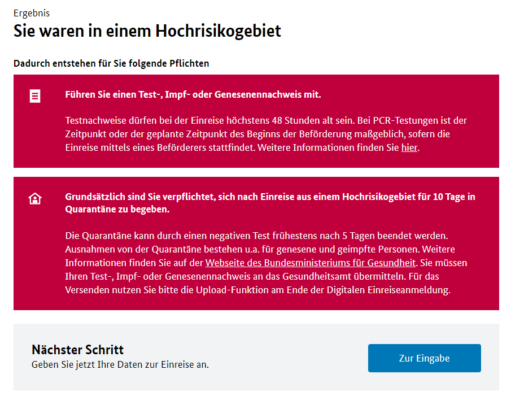 Digitale Einreiseanmeldung Risikogebiet Pflichten