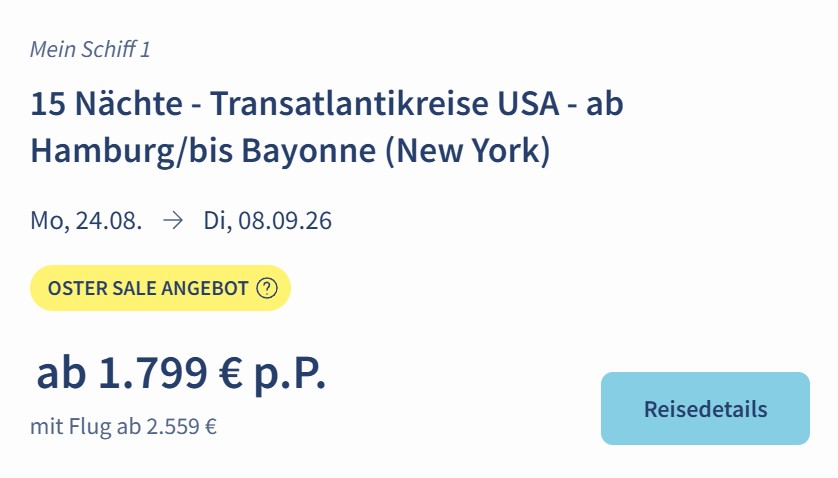 Transatlantik Kreuzfahrt