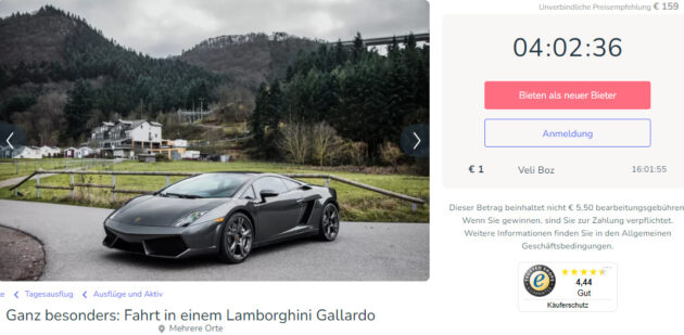 Fahrt im Lamborghini 