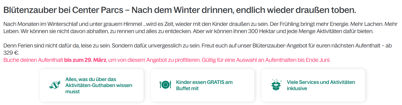 Center Parcs Angebot