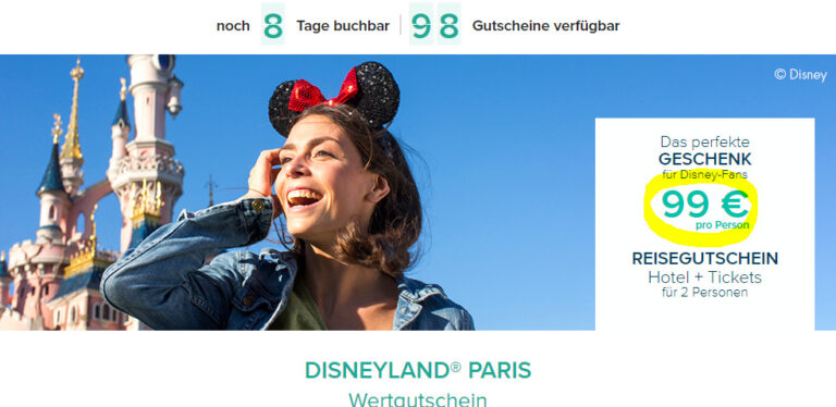 Disneyland® Paris Gutschein: 2 Tage mit 4* Hotel & Eintritt