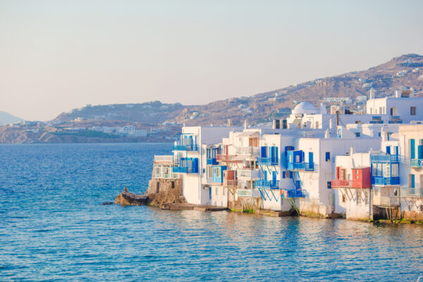 Beautiful Famous Landmark Little Venice In,Mykonos,Island Greece