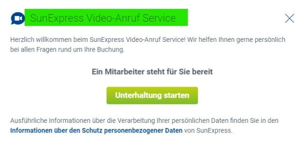 Sunexpress Videoanruf