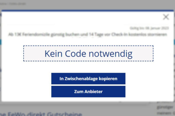 Urlaubstracker.de Gutscheine, auf "Zum Gutschein & Anbieter" klicken, dann Code in Zwischenablage kopieren