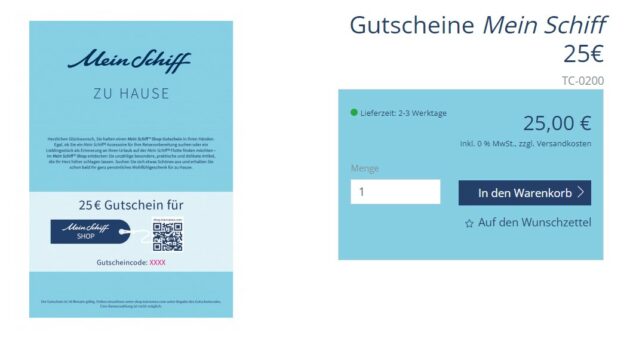 Mein Schiff Shop-Gutschein 