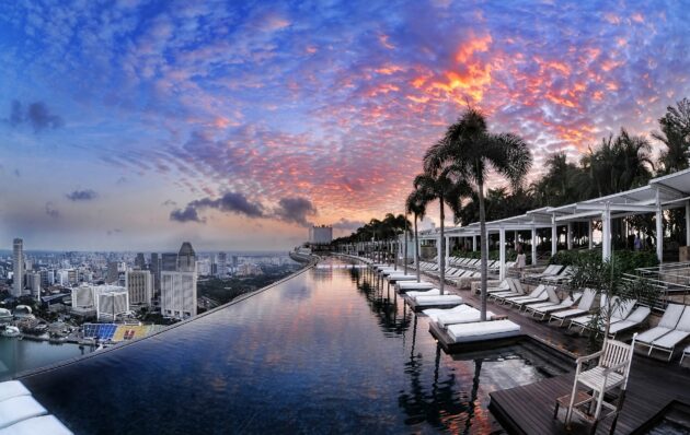 Infinity Rooftop Pool Marina Bay Sands Hotel in Singapur