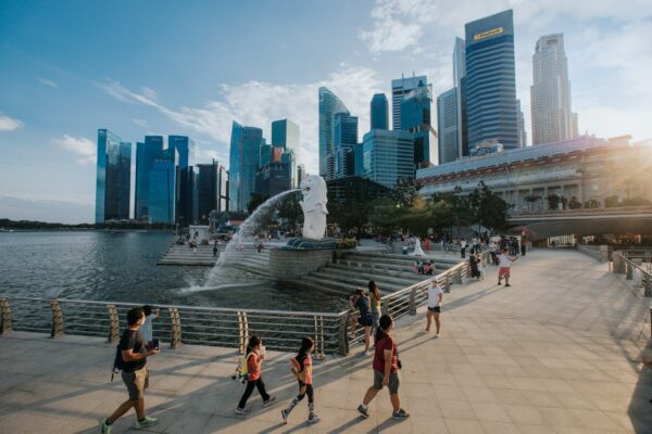 Singapur Merlion Park Marina Bay Ufer Promenade