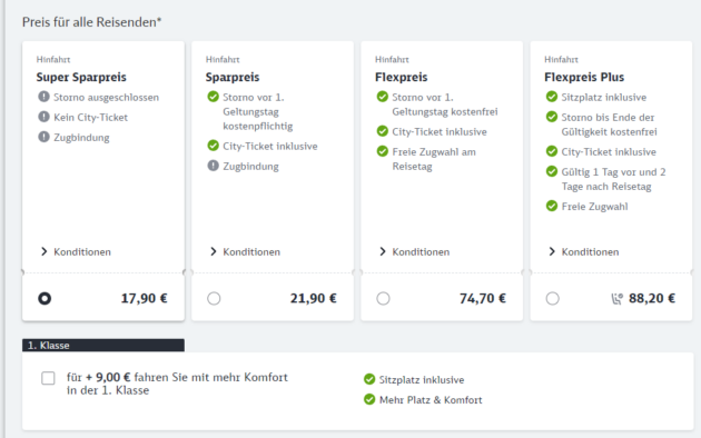 DB Sparpreisfinder Buchungsvorgang März 2023