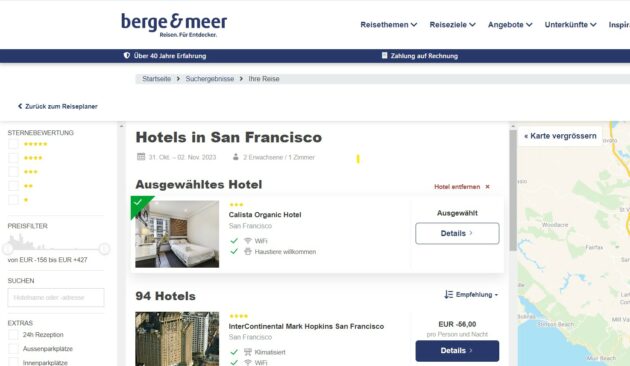 Berge & Meer Mietwagenrundreise Reiseplaner Hotel ersetzen austauschen