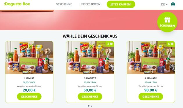 Ein besonderes Geschenk für Gourmets und Schleckermäuler die Degusta  Box Abos.