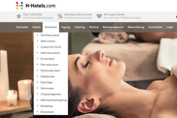 H Hotels Gutschein für Wellnesshotels einlösen oder in den Themenwelten der Reisewelt stöbern
