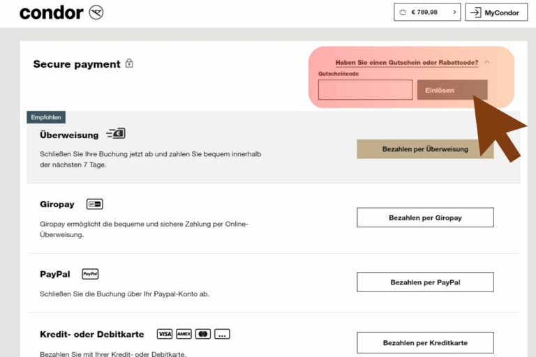 50€ Condor Gutscheincode & Rabatte September 2024
