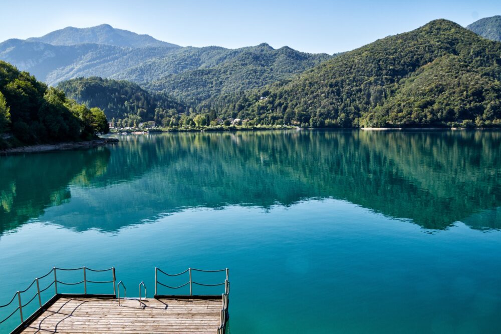 View,Over,The,Lago,Di,Ledro,In,Italy,In,Sunshine