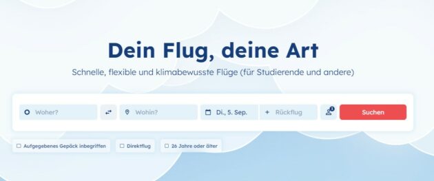 FLYLA Flugsuche auf der Startseite