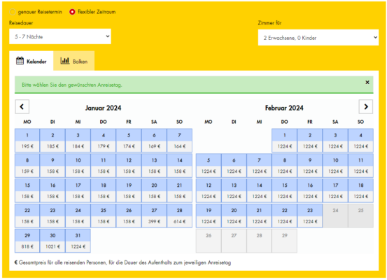 JUST AWAY Gutschein Kalender günstige Reisetermine finden