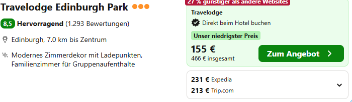 Edinburgh Kombi Angebot
