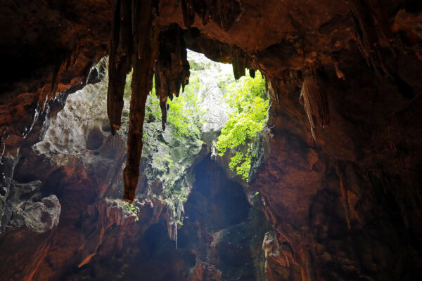 A Beautiful View of Stalactites Inside Cave in Thailand