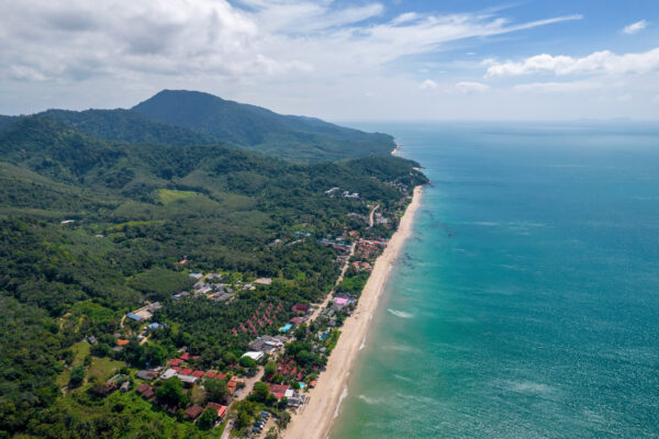 Thailand Koh Lanta Aerial View of Lanta Klong Nin Beach On Sunny Day