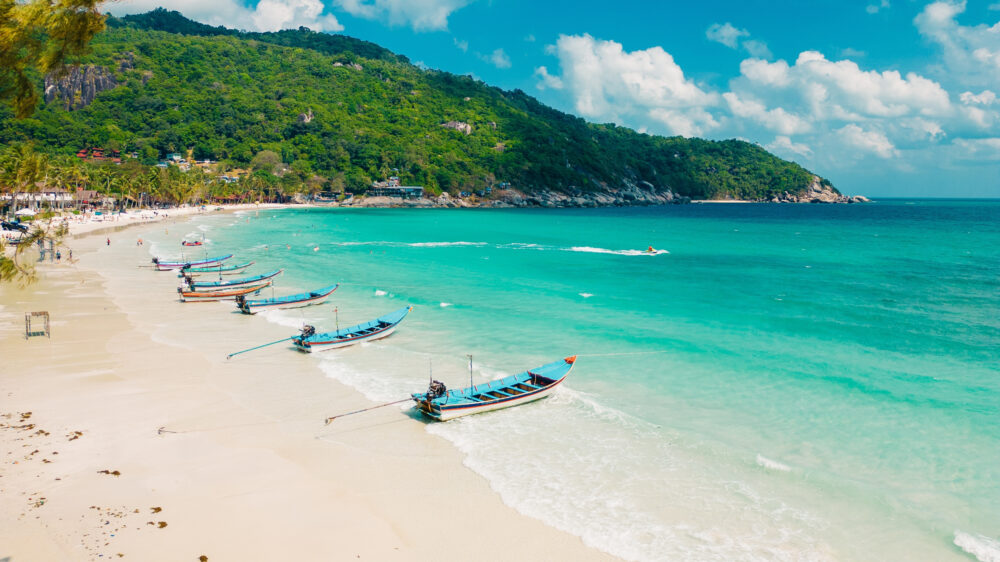 Amazing Aerial View of Haad Rin Beachin Koh Phangan in Thailand