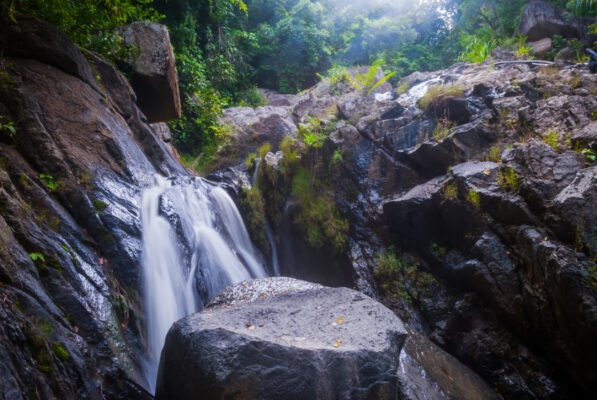 Waterfall in Forest in Koh Phangan in Thailand