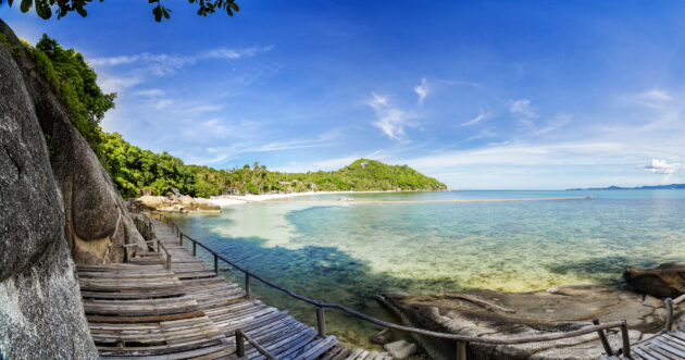 Panorama View of Leela Beach Phangan Island in Thailand