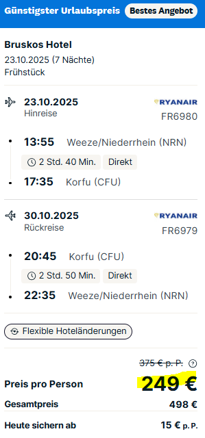 Korfu Pauschalangebot
