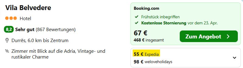 Albanien Hotel Angebot