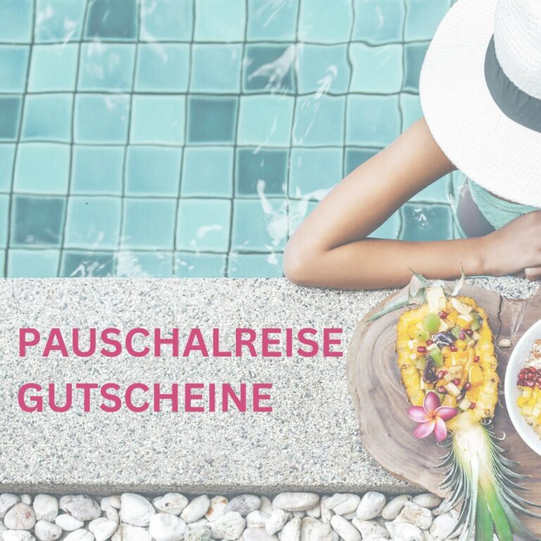 Grafik Pauschalreise Gutscheine: Frau im Pool