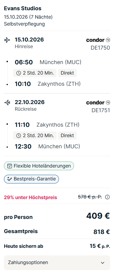 Zakynthos Reise Angebot