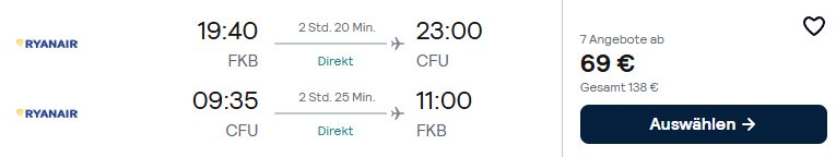 Korfu Flug Angebot