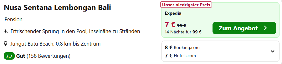 Bali Hotel Angebot